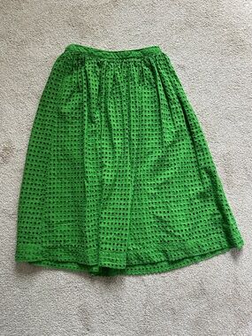 Kate Spade Green Eyelet Midi Skirt